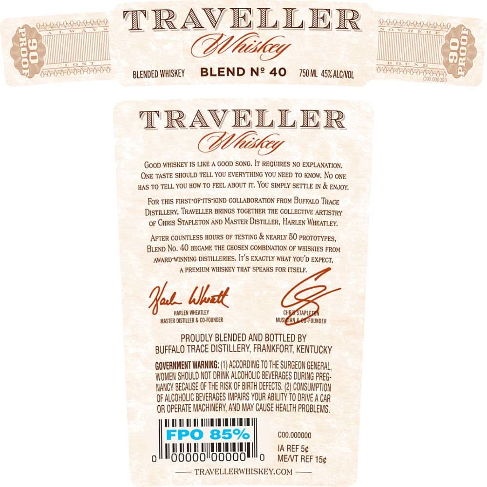 Traveller Whiskey Blend No. 40 by Chris Stapleton &amp; Buffalo Trace