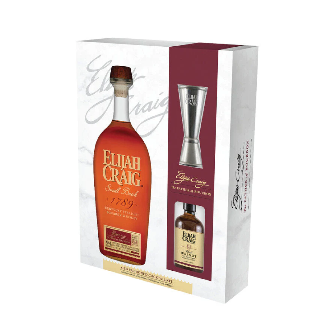 Elijah Craig Straight Bourbon Small Batch 94 W/ Ec Jigger &amp; Gents Old Fashioned Cockail Syrup