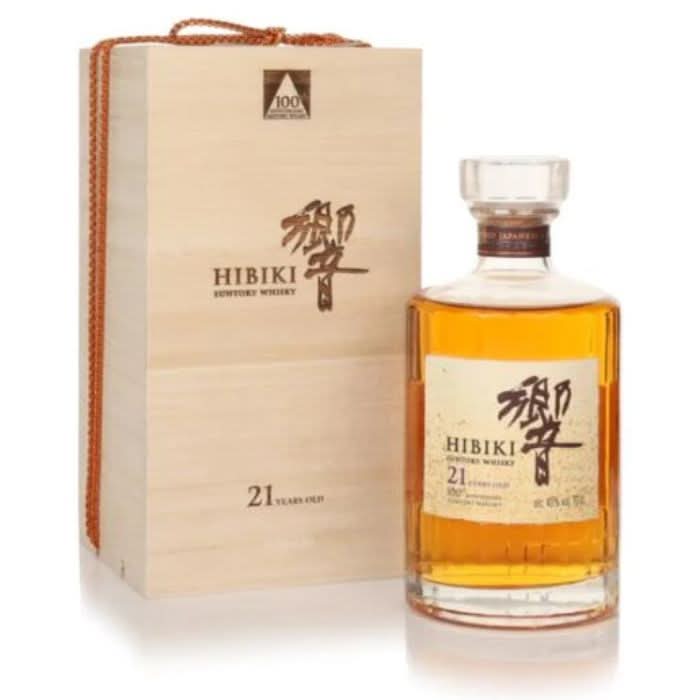 Hibiki 21 100th Anniversary Limited Edition whisky bottle, celebrating Suntory’s 100 years of whisky craftsmanship