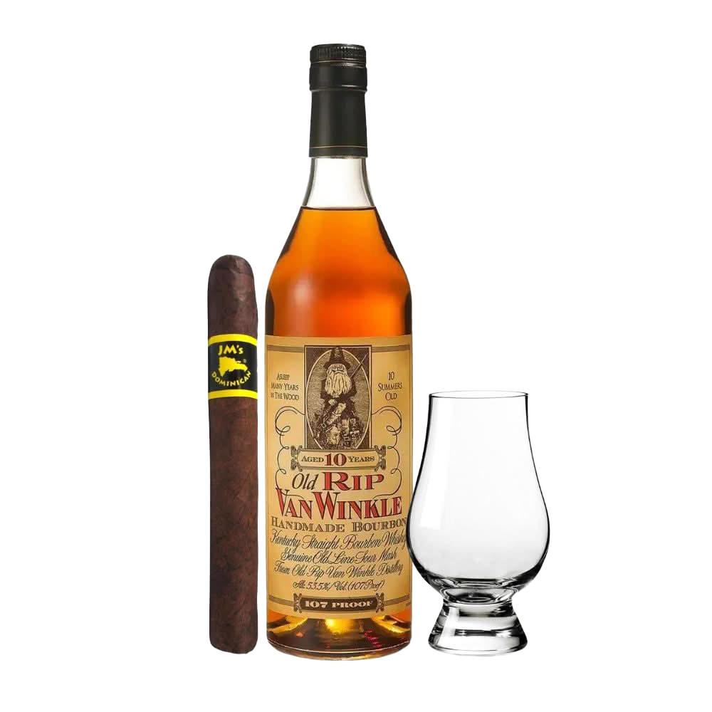 Old Rip Van Winkle 10 Year Bourbon Whiskey With Glencairn Glass &amp; Cigar